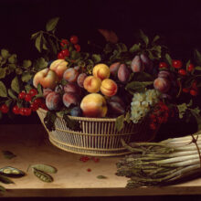 Louise Moillon's painting, Still Life with a Basket of Fruit and a Bunch of Asparagus