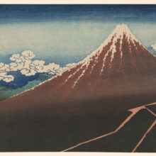 MHO-100 Katsushika Hokusai's block print, Shower Below the Summit (Sanka hakuu)