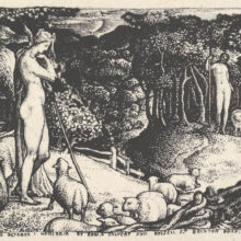Edward Calvert's block art print of Ideal Pastoral Life.