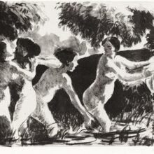 Camille Pissarro's painting Bathers Wrestling (Baigneuses luttants)