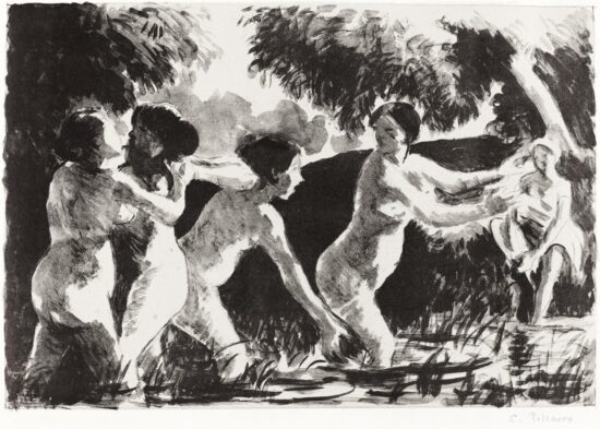 Camille Pissarro's painting Bathers Wrestling (Baigneuses luttants)