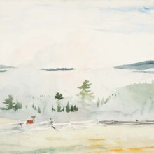 Landscape with a deer in a morning haze by Winslow Homer