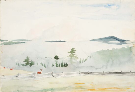 Landscape with a deer in a morning haze by Winslow Homer