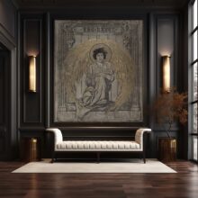 Jitterbug’s wallpaper mural of Gustave Doré’s illustration for the 1884 book cover of The Raven.