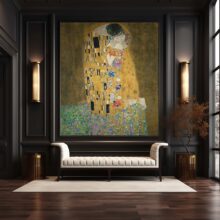 Jitterbug’s mural of The Kiss by Gustav Klimt hangs on a wall