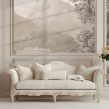 JItterbug's wallpaper mural of the black and white version of Landscape by M. Thornicraft