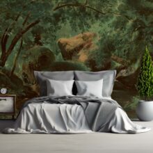 A Jitterbug wallpaper mural of Forest Interior with a Painter by André Giroux.